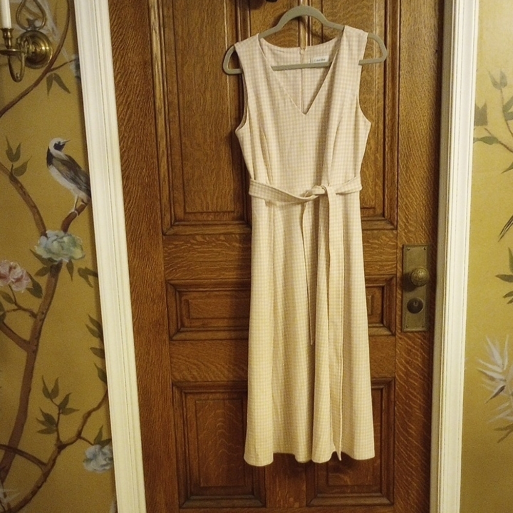Calvin Klein Cream Tie Front Midi Sundress